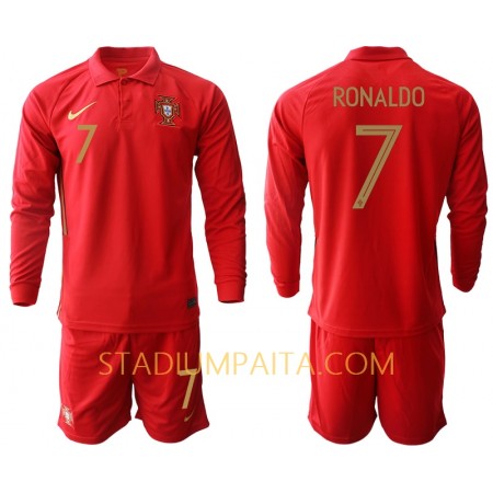 Virallinen pelipaita Portugali Cristiano Ronaldo 7 Koti EURO 2020 Pitkähihainen - Lasten( + Lyhyet housut )